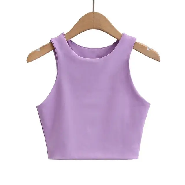 wholesale summer 2022 polyester cotton fashion sexy casual basic plain solid sleeveless tank crop top for womens