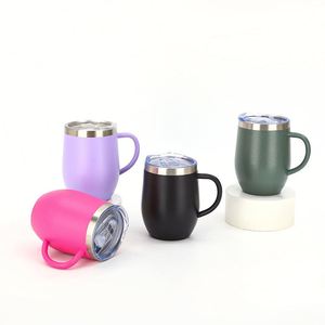 Manufacturer 12oz Custom Logo <b>18</b>/8 Stainless Steel Egg Shape Wine Tumbler Vacuum Cups Coffee Mugs With Handle - Product Image 1