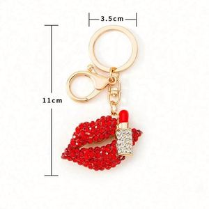 Hot Sale Lip Gloss Keychain Holder Girly Charm Shiny Rhinestone Lipgloss <b>Lipstick</b> Keyring - Product Image 5