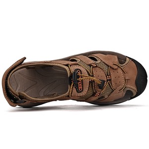 รองเท้าแตะหนังสำหรับผู้ชายดีไซน์ตามสั่งรองเท้าแตะส้นแบนสำหรับใส่เดินชายหาด38-48 # - Product Image 2