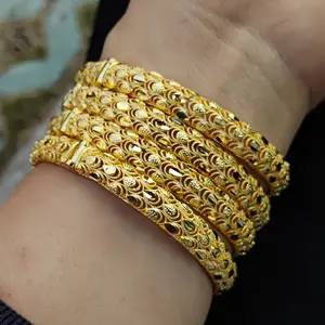 Dubai Wholesale Gold Color Bangle African Wedding Party Bracelet Jewelry Gift Hawaiian Arab Charm Bangle