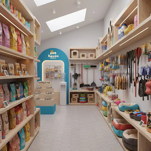 Vitrine de magasin d'animaux de compagnie en bois massif, style frais et mignon, avec éclairage LED, <span class=keywords><strong>design</strong></span> imperméable, décoration en os pour les magasins de détail - Product Image 4