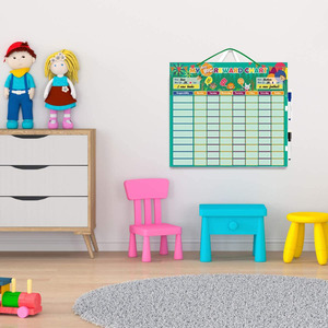 Tabla magnética de borrado en seco para niños, tabla magnética de estrellas de recompensa para aprendizaje, con cuerda colgante - Product Image 5