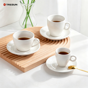 Free Sample 80 ml Custom Logo White Ceramic Tea Espresso Coffee <b>Cup</b> and Saucer Porcelain Latte Espresso <b>Cup</b> <b>set</b> with saucer - Product Image 3
