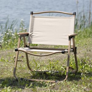 Chaise pliante portable en acier au carbone de haute qualité pour camping en extérieur et jardin, finition métal imitation bois avec logo personnalisable - Product Image 1