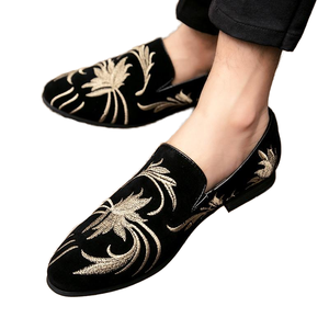 Men's Embroidery Nubuck Platform Loafers Casual Pointed <b>Toe</b> Autumn Winter <b>Shoes</b> - Product Image 1