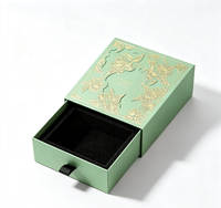 Boîte cadeau de luxe avec tiroir, dorure à chaud, motif floral en relief, papier texturé, emballage pour bijoux, fermeture magnétique, matériaux recyclés, mousse noire