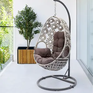 Chaise suspendue en rotin pour cour extérieure, moderne, décontracté, panier suspendu, balcon, extérieur, chaise à bascule simple