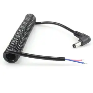Câble épaix flexible à 2 fils DC 5.5x2.1mm, cordon à ressort personnalisé