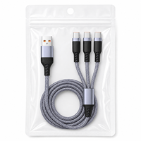 Câble de données USB-A vers Type-C 3-en-1 tressé avec conducteur en cuivre pur, charge rapide et transfert de données pour smartphones et appareils électroniques
