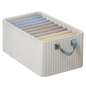 Striped Clothing Organizer Box With Steel <b>Frame</b> Foldable Stackable <b>Large</b> Capacity For Wardrobe Home Storage - Product Image 5