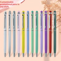 Macaron Style Frais |   Stylo bille rétractable en plastique pour cadeaux d'entreprise, corps fin multicolore, idéal pour tablette et écriture