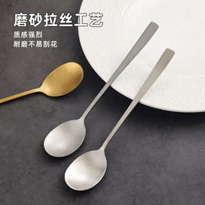 Korean Style 304 Stainless Steel Spoon Long Handle Round Soup Rice Stirring Spoon Easily Cleaned For BBQ Child Use - Product Image 3