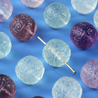 Vente en gros de pierres précieuses en vrac cristal fluorite sphère de créateur breloques bracelet breloques sculpture fleur pour bracelet fabrication de bijoux DIY