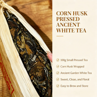 Thé blanc d'arbre ancien Meiziqing 100g, thé blanc du Yunnan naturel emballé dans des écorces de maïs, petit format pressé