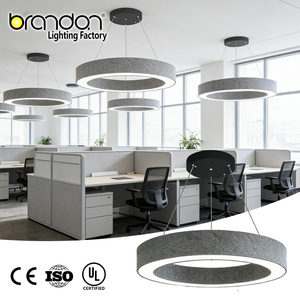 Lustre suspendu circulaire insonorisé pour plafond de bureau <span class=keywords><strong>intérieur</strong></span>, lampe annulaire ovale à intensité variable, lumière linéaire acoustique à LED - Product Image 1