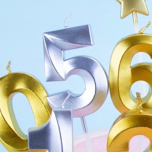 Huaming-venta al por mayor de fábrica, número de cumpleaños, <span class=keywords><strong>velas</strong></span> de 0 a 9 colores metálicos dorados, feliz cumpleaños, Números brillantes - Product Image 5