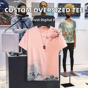 Camiseta de Manga Corta para Hombre, Personalizada, Extra Grande, 100% Algodón, Sin Tejer, Doble Capa, con Efecto Desgastado, MOQ Bajo - Product Image 2