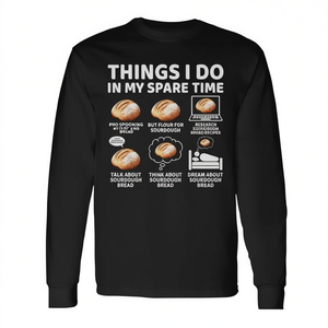 T-shirt a maniche lunghe Sourdough Baker, girocollo unisex, stampa digitale, abbigliamento casual per adulti - Product Image 2