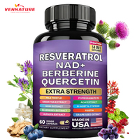 Capsules de Resvératrol à Marque Blanche OEM avec NAD + Berbérine Quercétine – Complément Herbal 14-en-1 pour un Vieillissement Sain