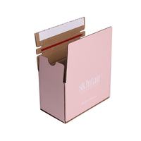 2025 Meistverkaufter Umweltfreundlicher UV-Beschichteter Bedruckter Kraft-Wellpappe-Karton mit Reißverschluss-Aufreißstreifen Rosa Versandtasche für Bekleidung
