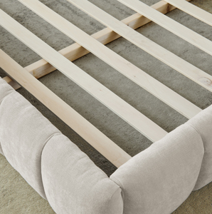 Lit King-Size Moderne de Luxe Réglable avec Revêtement en Tissu Doux et Cadre en Bois pour Meubles de Chambre d'Appartement - Product Image 5