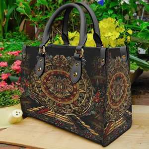 Sac à main en cuir PU avec pierre du soleil aztèque du Mexique pour femmes Dropship POD Luxury Lady Tote Bag - Product Image 3