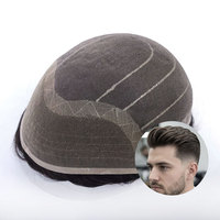Prothèse capillaire pour homme en cheveux humains vierges, système de remplacement capillaire, 6 pouces, couleur 1B #   Natura Welding Base Straight Toupee pour hommes