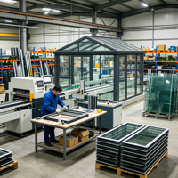 Solárium Moderno de Techo Plano con Marco de Aluminio y Vidrio Templado, Marco Delgado con Rotura de Puente Térmico, Sala de Jardín Aislada, Fabricante OEM ODM