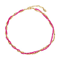 Mode 18k plaqué or quartz rose pierre naturelle clavicule chaîne multi double couche collier pour jeunes filles