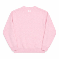 Pull en maille rose à manches longues pour homme, chaud, en mohair duveteux, avec logo personnalisé sur le devant et jacquard
