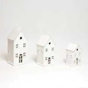 Minyatür noel süsleri modern ev dekor seramik noel köyü evleri süslemeleri çin'de yapılan