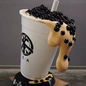 Muebles de fibra de vidrio para tienda de dulces, taza de té de leche, escultura <span class=keywords><strong>gigante</strong></span>, decoraciones para tienda de té de leche - Product Image 3