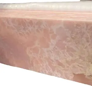 粉玉天然石材粉色大理石圆形茶几桌背景墙加工全屋石材