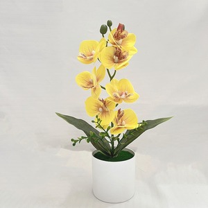 Plante artificielle en pot, orchidée papillon à 7 têtes, réaliste et faite à la main, décoration moderne pour la maison, pour Thanksgiving et la remise des diplômes - Product Image 5