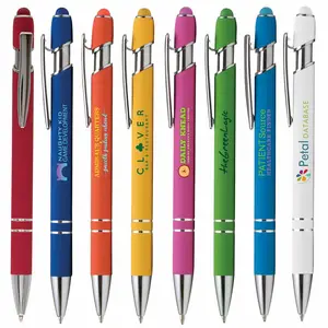 China Groothandel Rubber Metalen Touch Screen Stylus Pen Promotionele Balpen Met Aangepaste Logo Pen