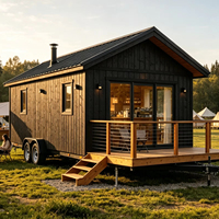 Maison mobile sur roues, structure en acier, maison préfabriquée sur remorque, design moderne pour villa, glamping, camping, complexe hôtelier