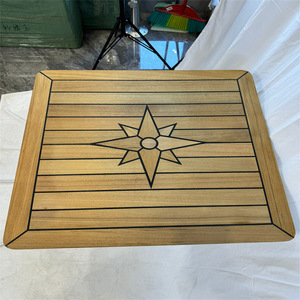 Table en teck à motif étoile très vendue avec des coins arrondis, table carrée de 650*650 mm pour yacht, accessoire de qualité pour camping-car avec bordures - Product Image 4