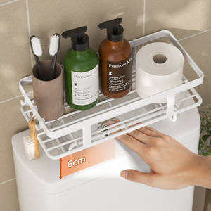 Support de rangement multifonctionnel pour toilettes 1/2 Étagères d'organisation de salle de bains Support de toilette en métal <span class=keywords><strong>double</strong></span> pour le stockage des épices - Product Image 5