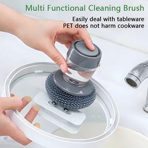 <span class=keywords><strong>Brosse</strong></span> de nettoyage de vaisselle portable 2-en-1 avec distributeur automatique de savon intégré, éponge de lavage à la main pour la vaisselle, outils de nettoyage - Product Image 4