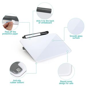 Small Desktop Whiteboard 8x6 Inch Glass Dry Erase <strong>Board</strong> with Stand Reusable Desk Memo Notice Notepad with Marker - Product Image 3