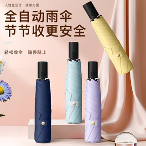ร่มพับอัตโนมัติ 6 ตอน 6 ซี่โครง ไนลอน ป้องกันรังสียูวี ดีไซน์มินิมอล สำหรับกันแดดและกันฝน - Product Image 1