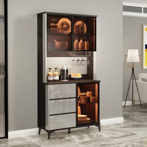 Meuble de bar multifonctionnel moderne et simple pour salon, buffet noir - Product Image 5