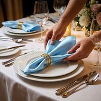 Serviette de table en tissu satiné double face personnalisée, 33 couleurs disponibles, 43x43cm, 100% polyester, pour mariage, fête, banquet