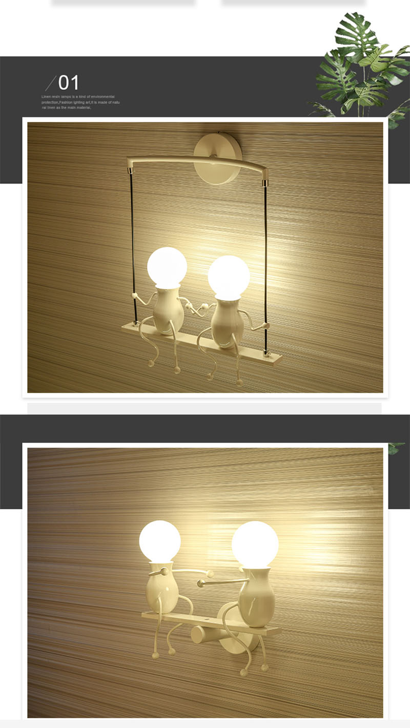 BLUEKING wholesale Art Antique Nordic Vintage Black Iron indoor Wall sconces light  E27 Bulb Simple bedroom lamp