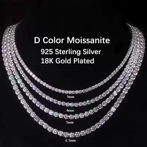 Chaîne de tennis et bracelet en moissanite VVS 2/3/4/5/6,5 mm, style hip-hop, bijoux glacés, prix abordable - Product Image 1