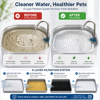 Fontaine pour chat et chien en acier inoxydable 304, distributeur d'eau automatique de 3,2 L, système de filtration, étanche, durable, pour plusieurs animaux domestiques
