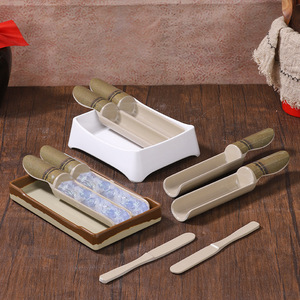 Melamine imitation bamboo tube shrimp paste mold two-piece set, seafood hot pot creative three-color shrimp paste <b>plate</b>, fish - Product Image 3
