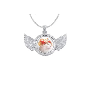 Collana con <span class=keywords><strong>Ali</strong></span> d'Angelo Personalizzabile, Rotante, Rotonda, con Immagine Stampata su Misura - Product Image 4