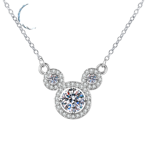 Collier de mode féminin en gros, pendentif en acier titane tête de Mickey, chaînes tendance avec zircon, motif animal pour jeunes femmes - Product Image 1